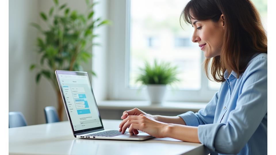 Γυναίκα συμπληρώνει online ερωτηματολόγιο για εξατομικευμένες προτάσεις